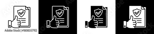 Check  icon variations in line and glyph style on black and white background