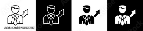 Experience  icon variations in line and glyph style on black and white background