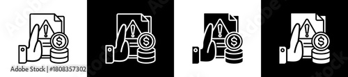Anti Money  icon variations in line and glyph style on black and white background