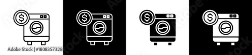 Money Laundering  icon variations in line and glyph style on black and white background