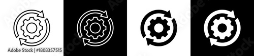 Operation  icon variations in line and glyph style on black and white background