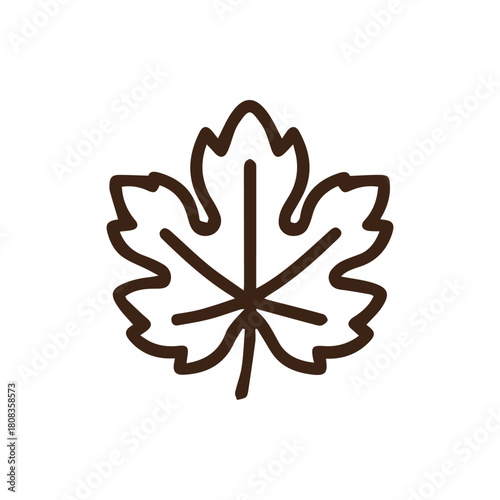 Elegant brown outline grape leaf icon representing nature and organic elements