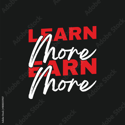 Stylish black t shirt with bold red and white more more more text graphic design for fashion and apparel concepts