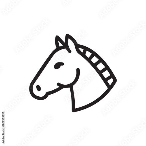 A charming and elegant black outline horse head illustration perfect for any equestrian design project