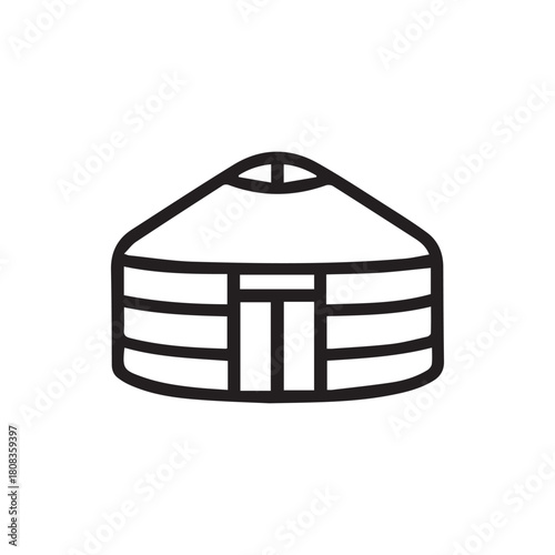 Simple Outline Icon of a Traditional Nomadic Yurt Dwelling Structure