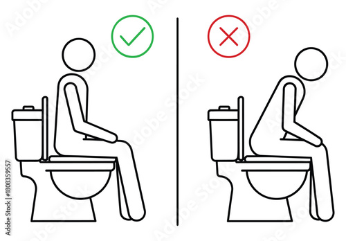 Correct Toilet Sitting Posture Icon Vector Health Guide