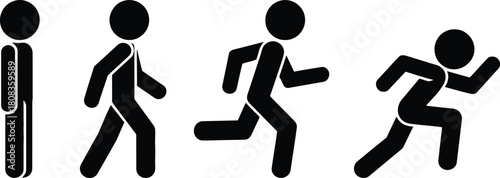 Human Activity Movement Sequence Icon Set Vector