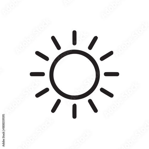 Simple sun icon representing light warmth and bright conditions for projects
