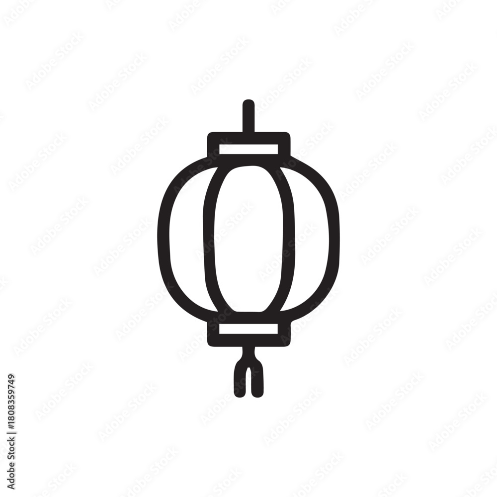 Fototapeta premium Elegant Chinese Lantern Outline Icon for Cultural Celebrations and Festive Decor