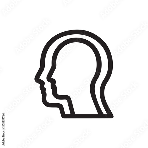 Abstract double head profile illustration representing layered thought and human connection