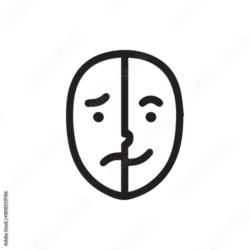 The delicate balance of feeling a split face showing sadness and joy in one