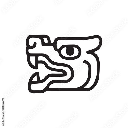 Ancient Mesoamerican Mythical Creature Glyph Art Powerful Aztec Deity Symbol
