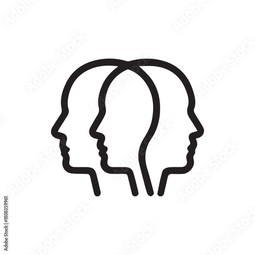 Three Interlocking Head Profiles Representing Diverse Thinking and Collective Intelligence