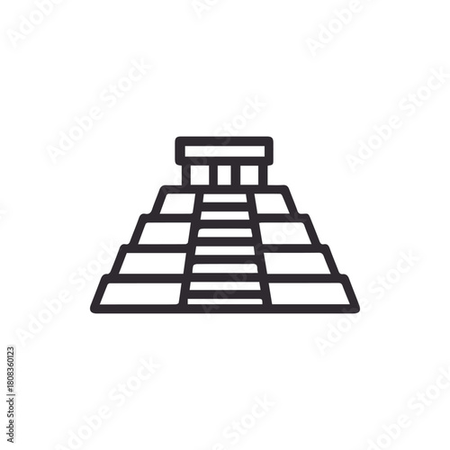 Majestic Ancient Mesoamerican Step Pyramid Temple Outline Icon Art Graphic