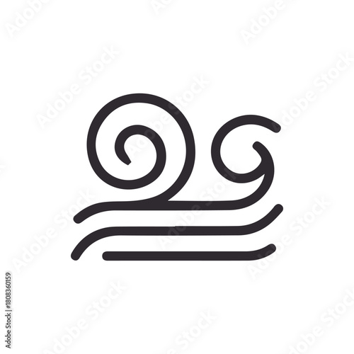 Dynamic swirling air movement icon representing breeze and atmospheric elements