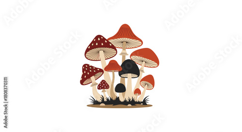Delightful mushroom patch art perfect for earthy designs and whimsical projects, a touch of nature's magic in your creative endeavors