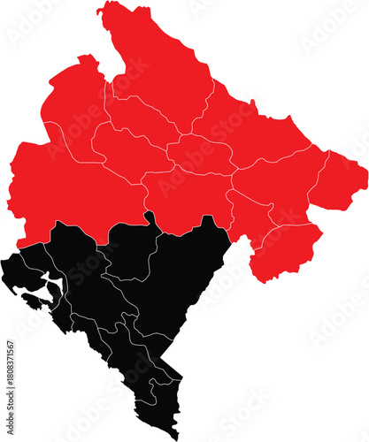 Vector Map Continental Region of Montenegro