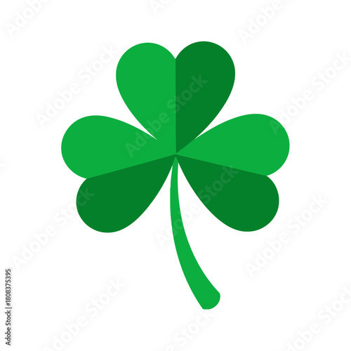 Simple green three leaf shamrock icon representing luck and st patricks day celebration isolated on