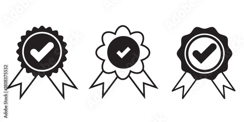 Accreditation icon. Set the company's product quality certificate is compliant the check mark symbol represents the standard quality control. approval icon. certified badge icon. EPS 10.