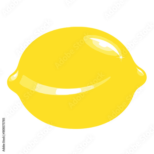 Bright yellow lemon citrus fruit with shiny highlights illustration isolated on