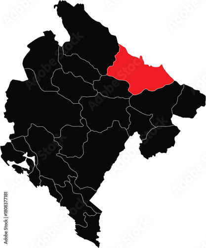 Vector Map of Bijelo Polje Municipality on the Montenegro Map