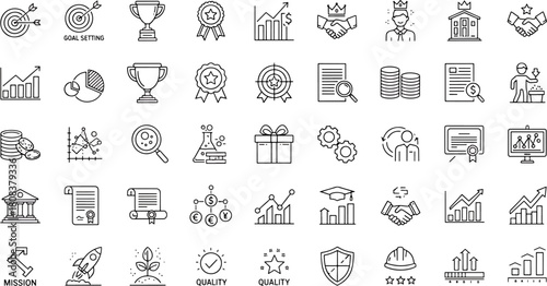 Collection of modern flat business and finance icons for web and apps