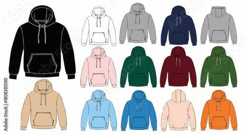 Collection of Hoodies in Various Colors and Styles.