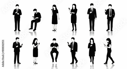 Silhouettes of People Using Smartphones - A Modern Social Commentary.