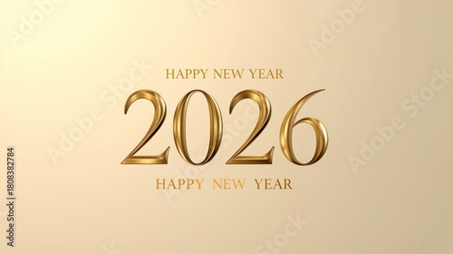 Happy new Year 2026 gold Text number isolated Background