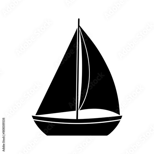 A Minimal Silhouette Of A Sailboat Tacking With The Tracking Line Forming Minimal And Simple White Background Only