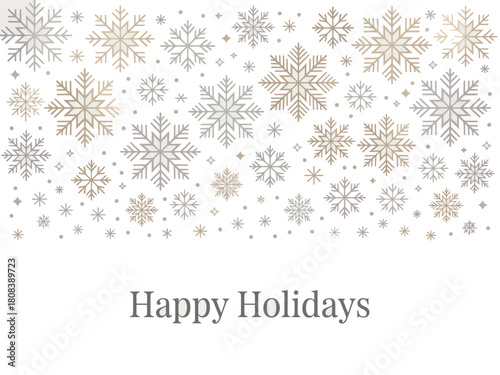 Happy Holidays graphic with a multitude of delicate snowflakes.