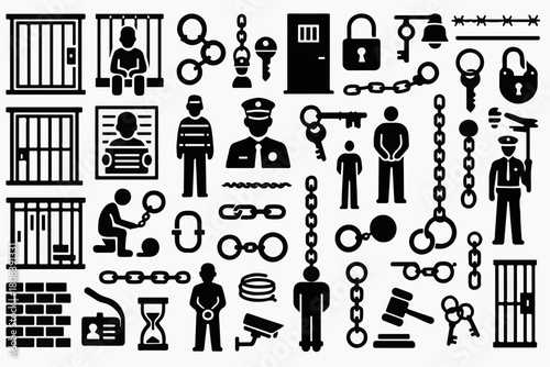 Jail & Prison Silhouette Vector Set – 45 Black & White Elements