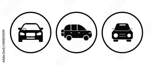 Car icon set. Car signs and symbols. Small sedan, vector illustration