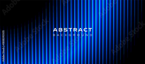 Neon blue lines abstract background with glowing vertical light beams for modern tech and vector digital design themes. futuristic backdrop presentations, banners