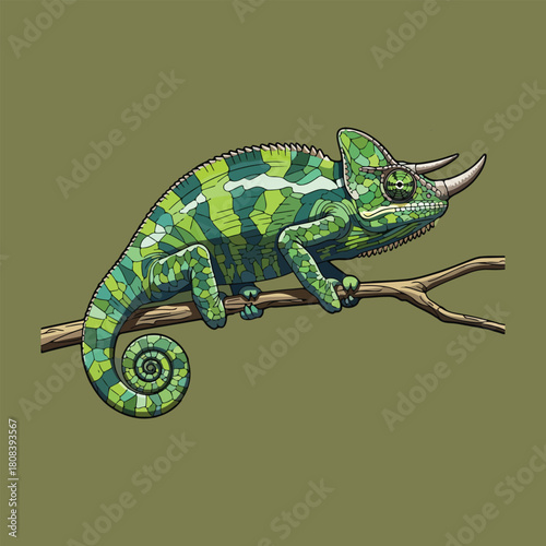 Chameleon  Vector Illustration Collection of Wild Animals girgiti