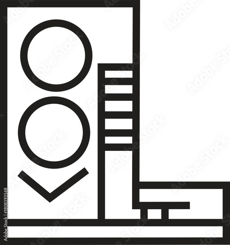 Abstract Geometric Vector Line Art Icon of an Industrial Traffic Light or Vertical Signal Display Indicator