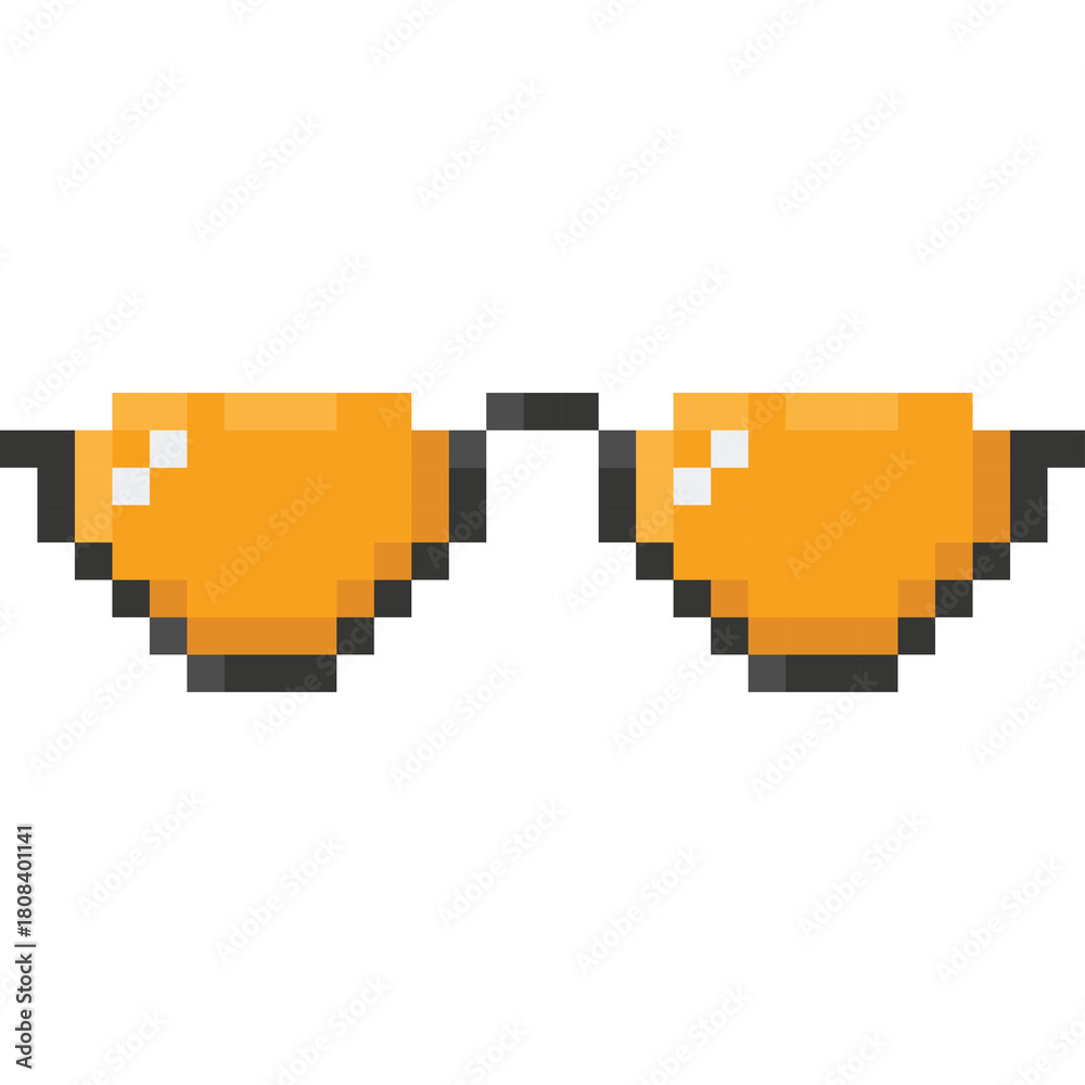 Obraz premium Pixelated Orange Sunglasses With Black Frame On A Transparent Background A Retro Style Accessory