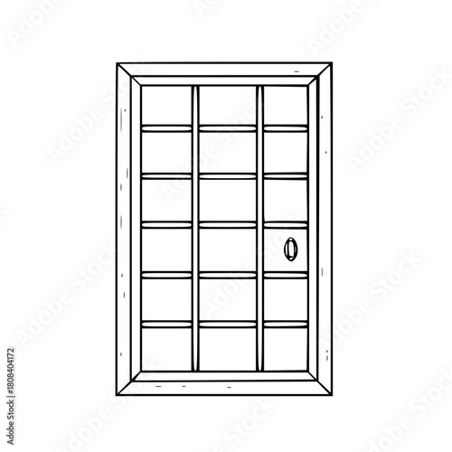 Traditional Japanese shoji sliding door illustration