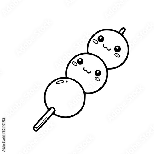 Cute japanese dango sweet food illustration