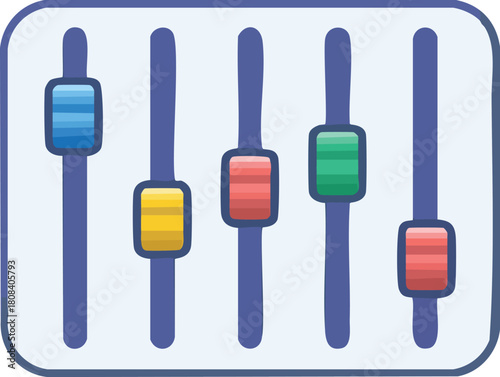 Colorful Equalizer Sliders on a Light Blue Background Illustration