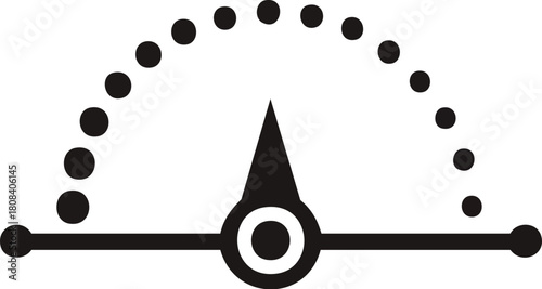 Minimalist speedometer gauge icon. A simple black vector graphic representing speed, performance, and measurement on a dashboard