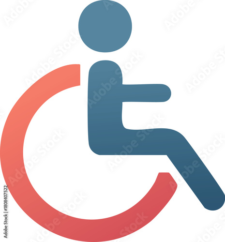 Stylized icon representing universal accessibility and inclusive design for individuals with mobility challenges, promoting support and empowerment and barrier-free environments