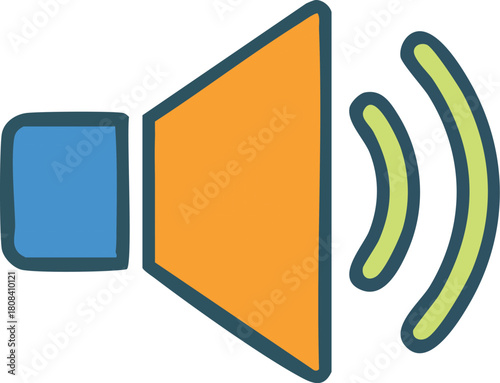 Speaker Icon Bold Orange and Blue Design for Sound and Audio Representation