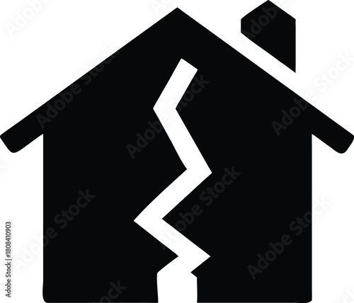 A simple black and white illustration depicts a house with a large