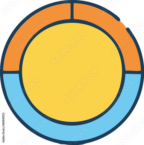 Colorful donut chart icon for business data analysis and statistical presentation. Flat design circular graph for infographics and reports