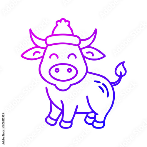 Cute cow with a hat isolated on illustration