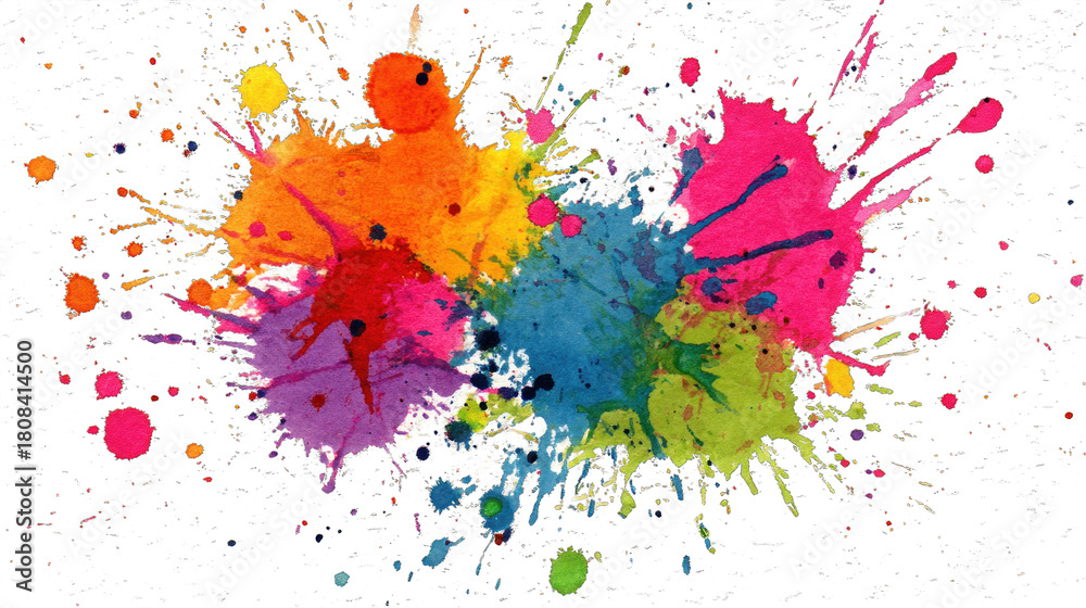 Fototapeta premium A vibrant explosion of colorful paint splashes in various hues, creating an artistic and dynamic visual effect.
