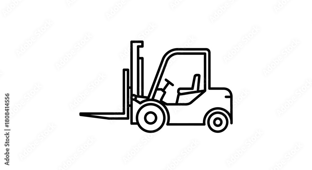 Naklejka premium Forklift Icon: A detailed illustration of a forklift, a crucial piece of industrial equipment, conveying its robust design and functionality.