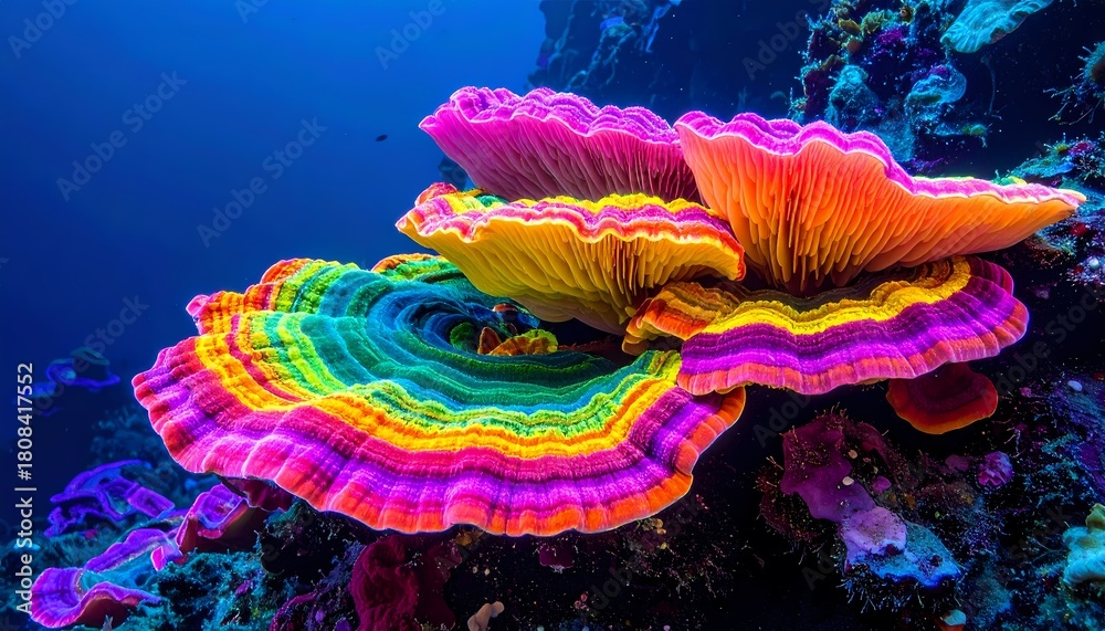 Obraz premium Vibrant Rainbow Coral Reef Underwater Scene.