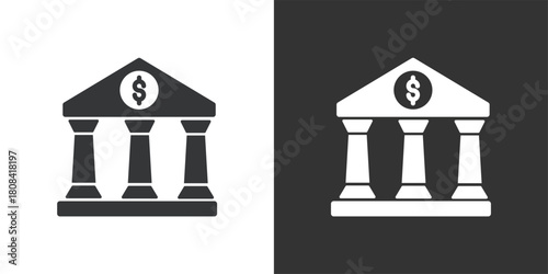 Bank Building icon. Solid glyph series icon